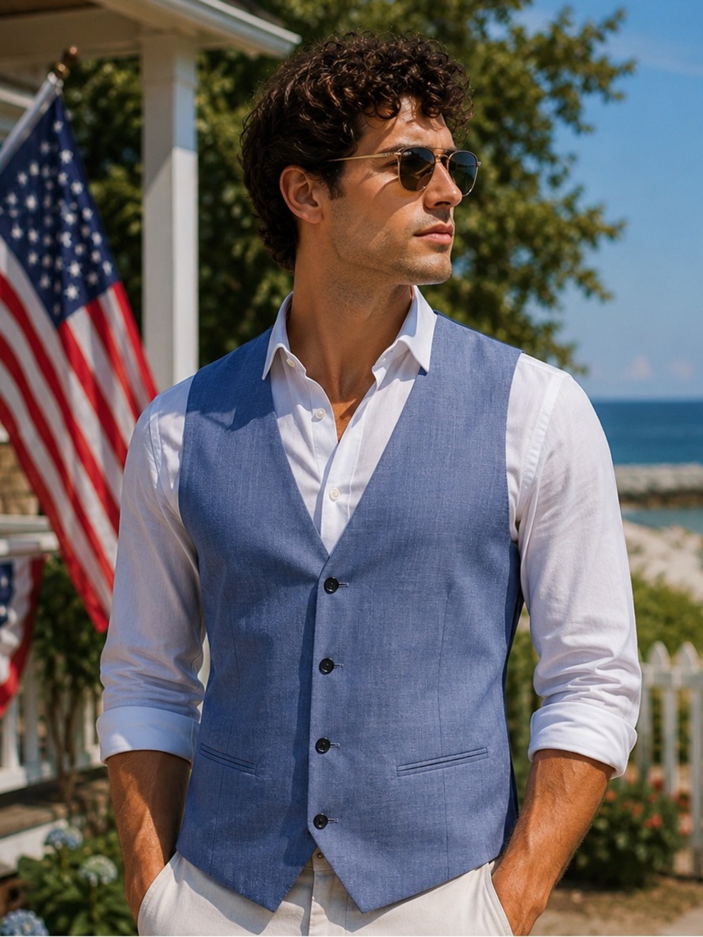 💜Men's Classic Blue Wool Blend Vest